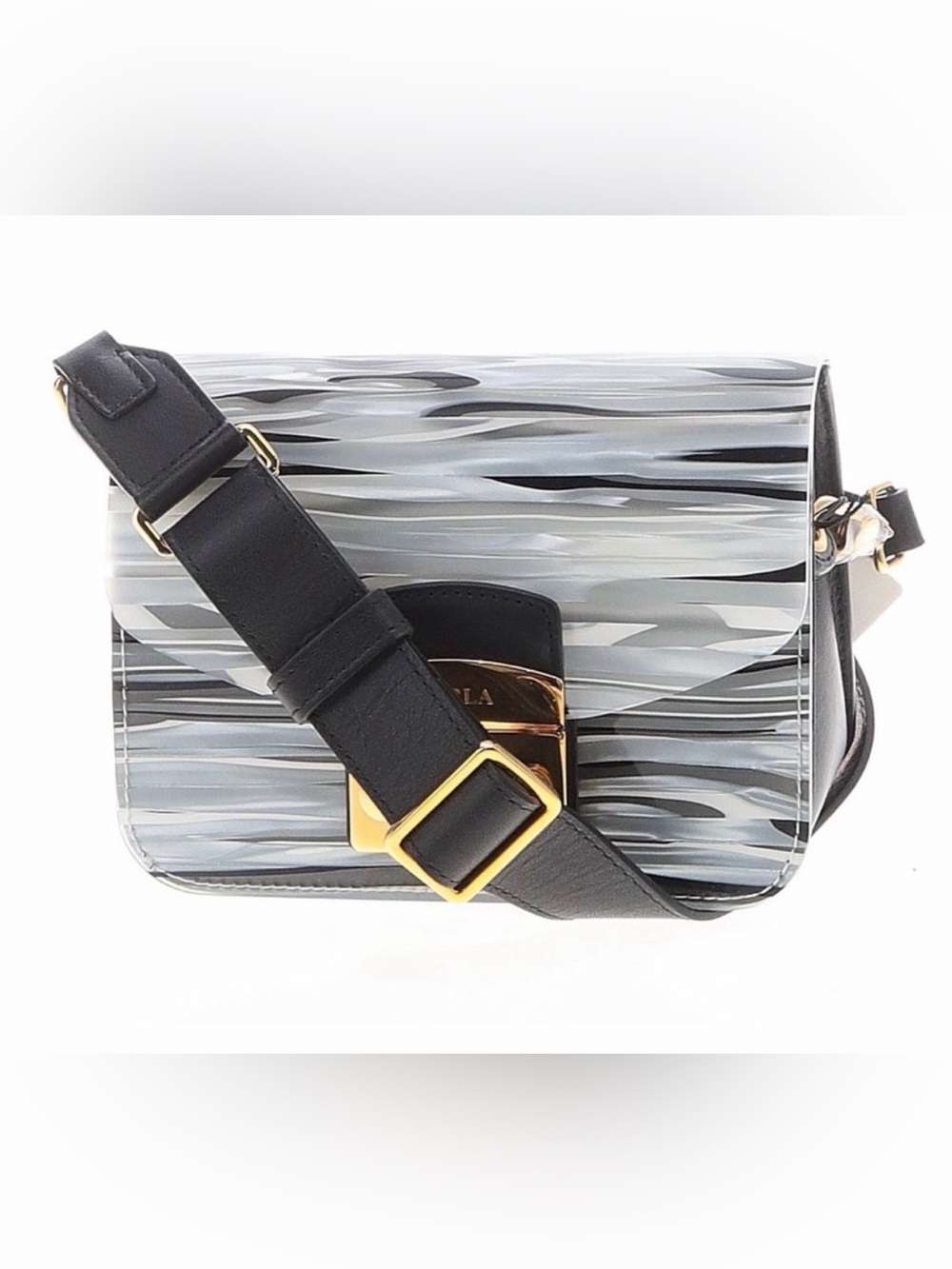 $378. NWT Furla Metropolis Mini Crossbody Bag Toni Perla/Onyx marble print NWT.